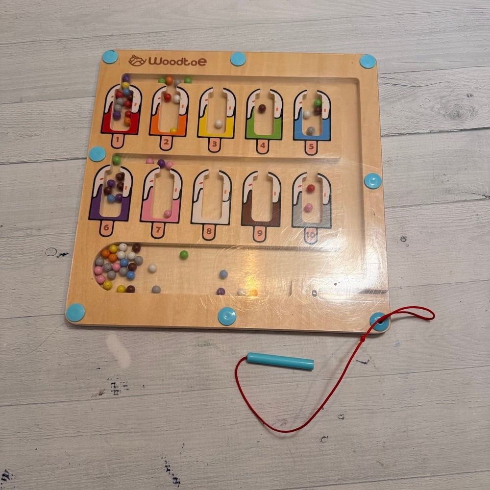 Woodtoe Magnetic Color and Number Maze ice cream cones for toddlers kids
